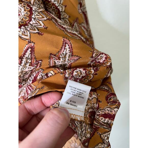 Evereve Britta Border Long Sleeve Blouse Size Large Boho Global Chic - Picture 4 of 5